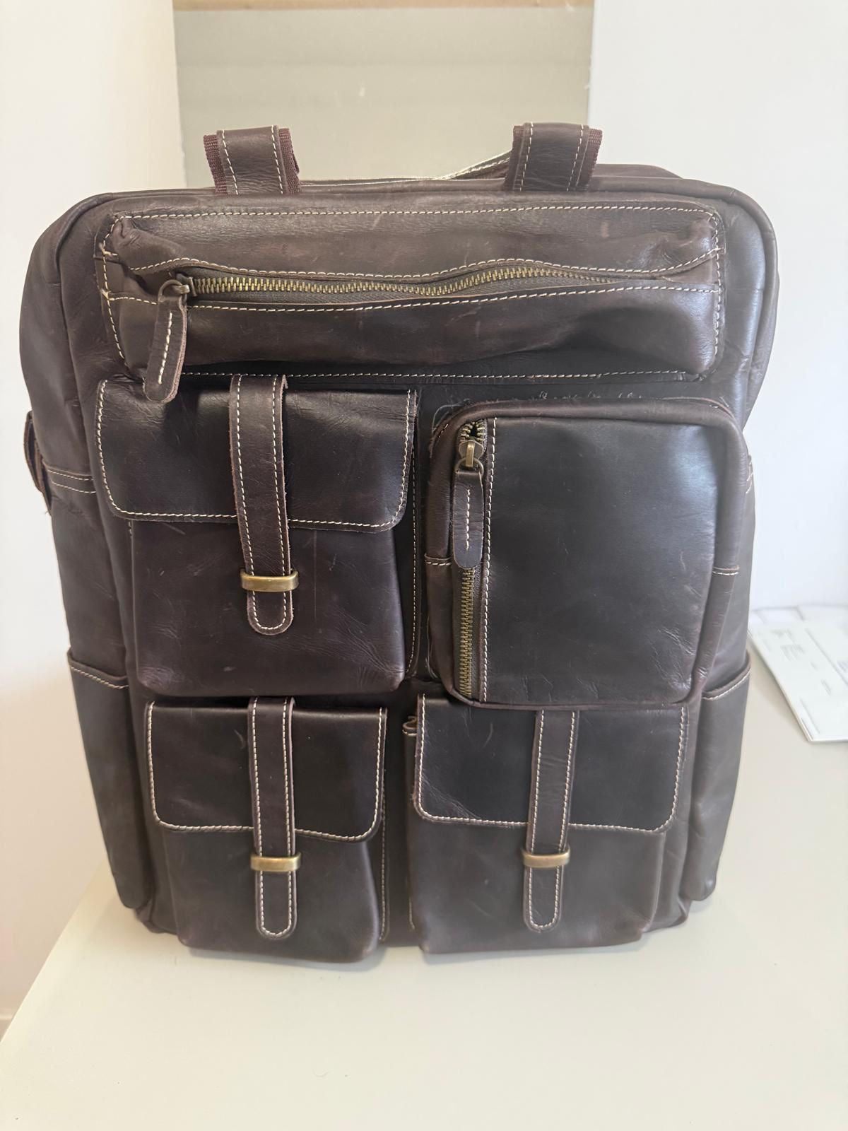 Vintage Leder Rucksack – Multifunktionaler Herren Laptop-Rucksack aus echtem Leder